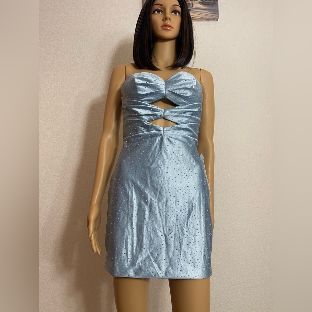 Chic Backless Light Blue Dress